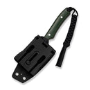 CIVIVI High Grass Field Knife Green Canvas Micarta Handle (3.0" Satin Finished 14C28N Blade) C25084 Sample2, With 1PC Black Lanyard, Black Kydex Sheath & T - Clip - CIVIVI