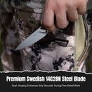 CIVIVI High Grass Field Knife Hunting Fixed Blade Guibourtia Wood Handle (2.93" Stonewashed 14C28N Blade) C25084-3, With 1PC Black Lanyard, Black Kydex Sheath & T-Clip - CIVIVI