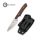 CIVIVI High Grass Field Knife Hunting Fixed Blade Guibourtia Wood Handle (2.93" Stonewashed 14C28N Blade) C25084-3, With 1PC Black Lanyard, Black Kydex Sheath & T-Clip - CIVIVI