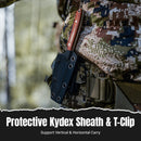 CIVIVI High Grass Field Knife Hunting Fixed Blade Guibourtia Wood Handle (2.93" Stonewashed 14C28N Blade) C25084-3, With 1PC Black Lanyard, Black Kydex Sheath & T-Clip - CIVIVI