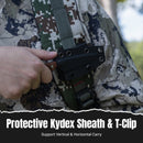 CIVIVI High Grass Field Knife Hunting Fixed Blade Guibourtia Wood Handle (2.93" Stonewashed 14C28N Blade) C25084-3, With 1PC Black Lanyard, Black Kydex Sheath & T-Clip - CIVIVI