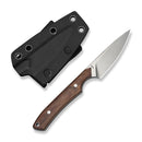 CIVIVI High Grass Field Knife Hunting Fixed Blade Guibourtia Wood Handle (2.93" Stonewashed 14C28N Blade) C25084-3, With 1PC Black Lanyard, Black Kydex Sheath & T-Clip - CIVIVI