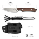 CIVIVI High Grass Field Knife Hunting Fixed Blade Guibourtia Wood Handle (2.93" Stonewashed 14C28N Blade) C25084-3, With 1PC Black Lanyard, Black Kydex Sheath & T-Clip - CIVIVI