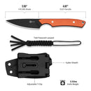 CIVIVI High Grass Field Knife Hunting Fixed Blade Knife Orange G10 Handle (2.93" Black Stonewashed 14C28N Blade) C25084-1, With 1PC Black Lanyard, Black Kydex Sheath & T-Clip - CIVIVI