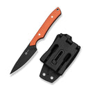 CIVIVI High Grass Field Knife Hunting Fixed Blade Knife Orange G10 Handle (2.93" Black Stonewashed 14C28N Blade) C25084-1, With 1PC Black Lanyard, Black Kydex Sheath & T-Clip - CIVIVI