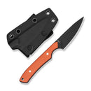 CIVIVI High Grass Field Knife Hunting Fixed Blade Knife Orange G10 Handle (2.93" Black Stonewashed 14C28N Blade) C25084-1, With 1PC Black Lanyard, Black Kydex Sheath & T-Clip - CIVIVI