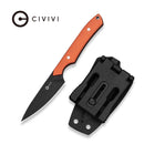 CIVIVI High Grass Field Knife Hunting Fixed Blade Knife Orange G10 Handle (2.93" Black Stonewashed 14C28N Blade) C25084-1, With 1PC Black Lanyard, Black Kydex Sheath & T-Clip - CIVIVI