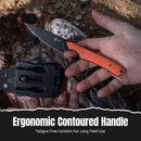 CIVIVI High Grass Field Knife Hunting Fixed Blade Knife Orange G10 Handle (2.93" Black Stonewashed 14C28N Blade) C25084-1, With 1PC Black Lanyard, Black Kydex Sheath & T-Clip - CIVIVI