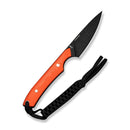 CIVIVI High Grass Field Knife Orange G10 Handle (3.0" Black Stonewashed 14C28N Blade) C25084 Sample1, With 1PC Black Lanyard, Black Kydex Sheath & T - Clip - CIVIVI