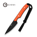 CIVIVI High Grass Field Knife Orange G10 Handle (3.0" Black Stonewashed 14C28N Blade) C25084 Sample1, With 1PC Black Lanyard, Black Kydex Sheath & T - Clip - CIVIVI
