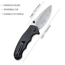 CIVIVI Hooligan Thumb Stud Knife G10 Handle (2.98'' Damascus Blade) C913DS - 1 - CIVIVI
