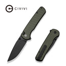 CIVIVI Iron Tide Flipper & Thumb Stud & Button Lock Knife Forest Green Aluminum Handle (3.24" Black Stonewashed 14C28N Blade) C25011 - 2 - CIVIVI
