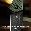 CIVIVI Iron Tide Flipper & Thumb Stud & Button Lock Knife Forest Green Aluminum Handle (3.24" Black Stonewashed 14C28N Blade) C25011-2 - CIVIVI
