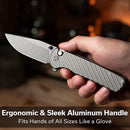 CIVIVI Iron Tide Flipper & Thumb Stud & Button Lock Knife Gray Aluminum Handle (3.24" Gray Stonewashed 14C28N Blade) C25011-3 - CIVIVI