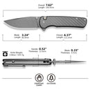 CIVIVI Iron Tide Flipper & Thumb Stud & Button Lock Knife Gray Aluminum Handle (3.24" Gray Stonewashed 14C28N Blade) C25011-3 - CIVIVI