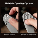 CIVIVI Iron Tide Flipper & Thumb Stud & Button Lock Knife Gray Aluminum Handle (3.24" Gray Stonewashed 14C28N Blade) C25011-3 - CIVIVI