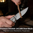 CIVIVI Iron Tide Flipper & Thumb Stud & Button Lock Knife Gray Aluminum Handle (3.24" Gray Stonewashed 14C28N Blade) C25011-3 - CIVIVI