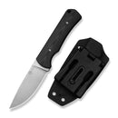 CIVIVI Jencks Fixed Blade Knife Black G10 Handle (3.54" Satin Finished 14C28N Blade) C24051 - 1, With 1PC Black Lanyard, Black Kydex Sheath & T - Clip - CIVIVI
