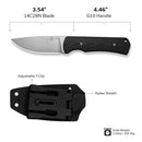 CIVIVI Jencks Fixed Blade Knife Black G10 Handle (3.54" Satin Finished 14C28N Blade) C24051-1, With 1PC Black Lanyard, Black Kydex Sheath & T-Clip - CIVIVI