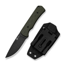 CIVIVI Jencks Fixed Blade Knife OD Green G10 Handle (3.54" Black Stonewashed 14C28N Blade) C24051 - 2, With 1PC Black Lanyard, Black Kydex Sheath & T - Clip - CIVIVI