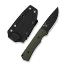 CIVIVI Jencks Fixed Blade Knife OD Green G10 Handle (3.54" Black Stonewashed 14C28N Blade) C24051 - 2, With 1PC Black Lanyard, Black Kydex Sheath & T - Clip - CIVIVI