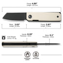 CIVIVI Kukei Front Flipper Knife Ivory G10 Handle (2.02" Black Stonewashed Nitro - V Blade) C25036 - 3, With 1PC Black Leather Sheath - CIVIVI