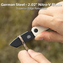 CIVIVI Kukei Front Flipper Knife Ivory G10 Handle (2.02" Black Stonewashed Nitro - V Blade) C25036 - 3, With 1PC Black Leather Sheath - CIVIVI