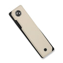 CIVIVI Kukei Front Flipper Knife Ivory G10 Handle (2.02" Black Stonewashed Nitro - V Blade) C25036 - 3, With 1PC Black Leather Sheath - CIVIVI