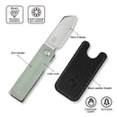 CIVIVI Kukei Front Flipper Knife Natural G10 Handle (2.02" Satin Finished Nitro - V Blade) C25036 - 2, With 1PC Black Leather Sheath - CIVIVI