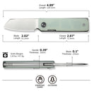 CIVIVI Kukei Front Flipper Knife Natural G10 Handle (2.02" Satin Finished Nitro - V Blade) C25036 - 2, With 1PC Black Leather Sheath - CIVIVI