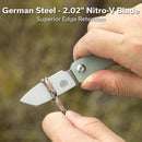 CIVIVI Kukei Front Flipper Knife Natural G10 Handle (2.02" Satin Finished Nitro - V Blade) C25036 - 2, With 1PC Black Leather Sheath - CIVIVI