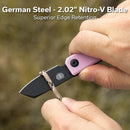 CIVIVI Kukei Front Flipper Knife Powder Pink G10 Handle (2.02" Black Stonewashed Nitro - V Blade) C25036 - 1, With 1PC Black Leather Sheath - CIVIVI