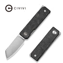 CIVIVI Kukei Front Flipper Knife Shredded Carbon Fiber Handle (2.02" Satin Finished Nitro - V Blade) C25036 Sample1