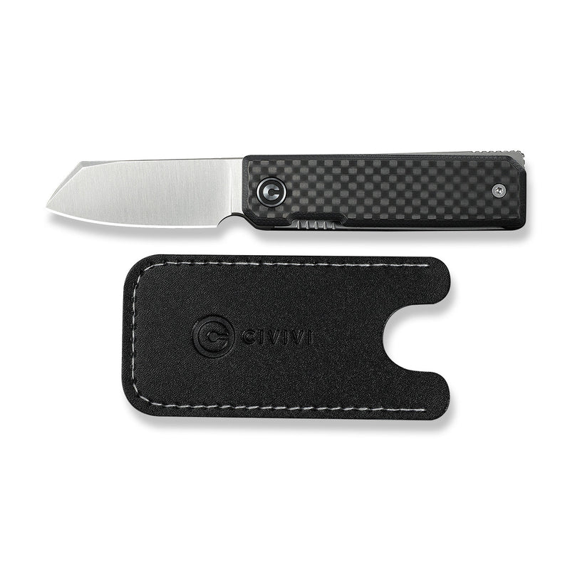 CIVIVI Kukei Front Flipper Knife Twill Carbon Fiber Overlay On Black G
