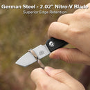 CIVIVI Kukei Front Flipper Knife Twill Carbon Fiber Overlay On Black G10 Handle (2.02" Satin Finished Nitro - V Blade) C25036 - 4, With 1PC Black Leather Sheath - CIVIVI