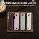 CIVIVI Kukei Front Flipper Knife Twill Carbon Fiber Overlay On Black G10 Handle (2.02" Satin Finished Nitro - V Blade) C25036 - 4, With 1PC Black Leather Sheath - CIVIVI