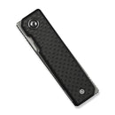 CIVIVI Kukei Front Flipper Knife Twill Carbon Fiber Overlay On Black G10 Handle (2.02" Satin Finished Nitro - V Blade) C25036 - 4, With 1PC Black Leather Sheath - CIVIVI