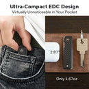 CIVIVI Kukei Front Flipper Knife Twill Carbon Fiber Overlay On Black G10 Handle (2.02" Satin Finished Nitro - V Blade) C25036 - 4, With 1PC Black Leather Sheath - CIVIVI