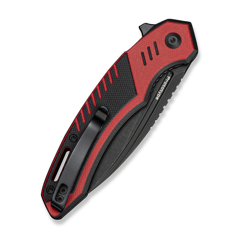 CIVIVI Lunaris Flipper Knife Black & Red G10 Handle (3.43" Black Stonewashed Nitro - V Blade) C25057 Sample1