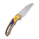 CIVIVI Lunaris Flipper Knife Purple &  Yellow G10 Handle (3.43" Stonewashed Nitro - V Blade) C25057 Sample2