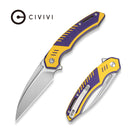 CIVIVI Lunaris Flipper Knife Purple &  Yellow G10 Handle (3.43" Stonewashed Nitro - V Blade) C25057 Sample2