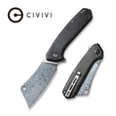CIVIVI Mastodon Flipper Knife Carbon Fiber & G10 Handle (3.83" Damascus Blade) C2012DS - 1 - CIVIVI