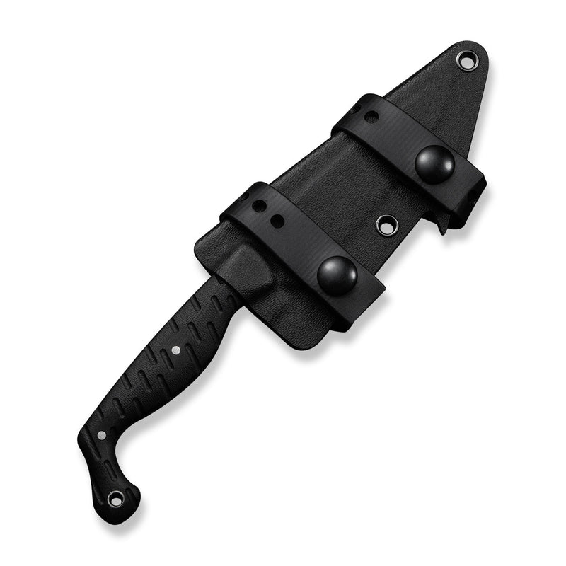 CIVIVI MDRN Hunter Fixed Blade Knife Black G10 Handle (4.12" Stonewashed Nitro - V Blade) C23078 - 1, With 1PC Black Kydex Sheath & 2PCS Black Straps