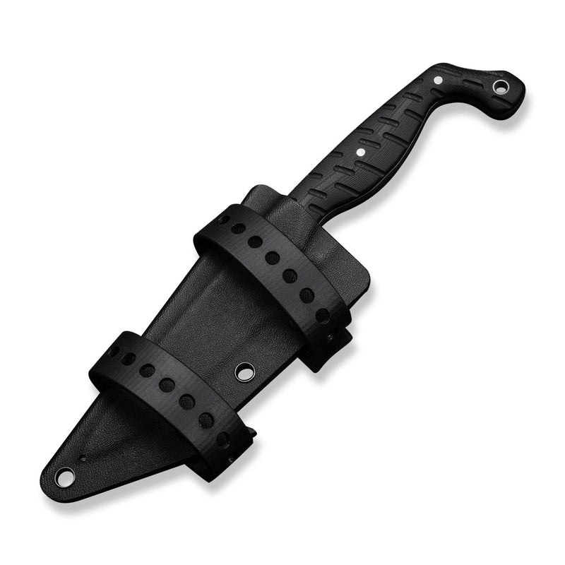 CIVIVI MDRN Hunter Fixed Blade Knife Black G10 Handle (4.12" Stonewashed Nitro - V Blade) C23078 - 1, With 1PC Black Kydex Sheath & 2PCS Black Straps