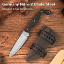 CIVIVI MDRN Hunter Fixed Blade Knife Black G10 Handle (4.12" Stonewashed Nitro - V Blade) C23078 - 1, With 1PC Black Kydex Sheath & 2PCS Black Straps