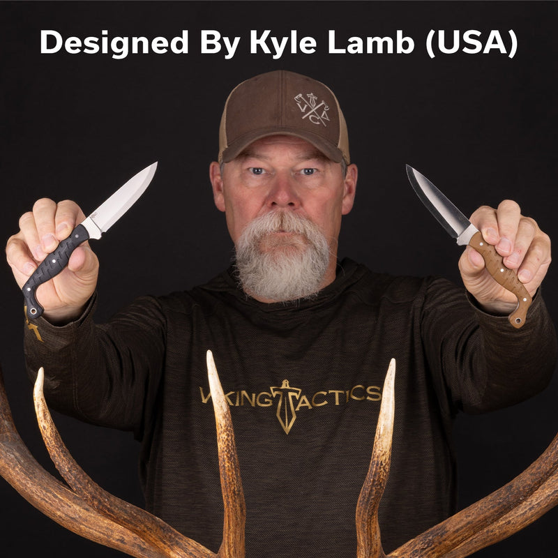 CIVIVI MDRN Hunter Fixed Blade Knife Black G10 Handle (4.12" Stonewashed Nitro - V Blade) C23078 - 1, With 1PC Black Kydex Sheath & 2PCS Black Straps