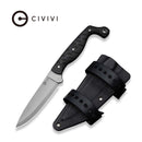 CIVIVI MDRN Hunter Fixed Blade Knife Black G10 Handle (4.12" Stonewashed Nitro - V Blade) C23078 - 1, With 1PC Black Kydex Sheath & 2PCS Black Straps