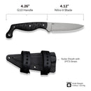 CIVIVI MDRN Hunter Fixed Blade Knife Black G10 Handle (4.12" Stonewashed Nitro - V Blade) C23078 - 1, With 1PC Black Kydex Sheath & 2PCS Black Straps