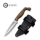 CIVIVI MDRN Hunter Fixed Blade Knife Brown G10 Handle (4.12" Satin Finished Nitro - V Blade) C23078 - 2, With 1PC Black Kydex Sheath & 2PCS Black Straps