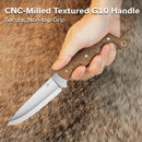 CIVIVI MDRN Hunter Fixed Blade Knife Brown G10 Handle (4.12" Satin Finished Nitro - V Blade) C23078 - 2, With 1PC Black Kydex Sheath & 2PCS Black Straps